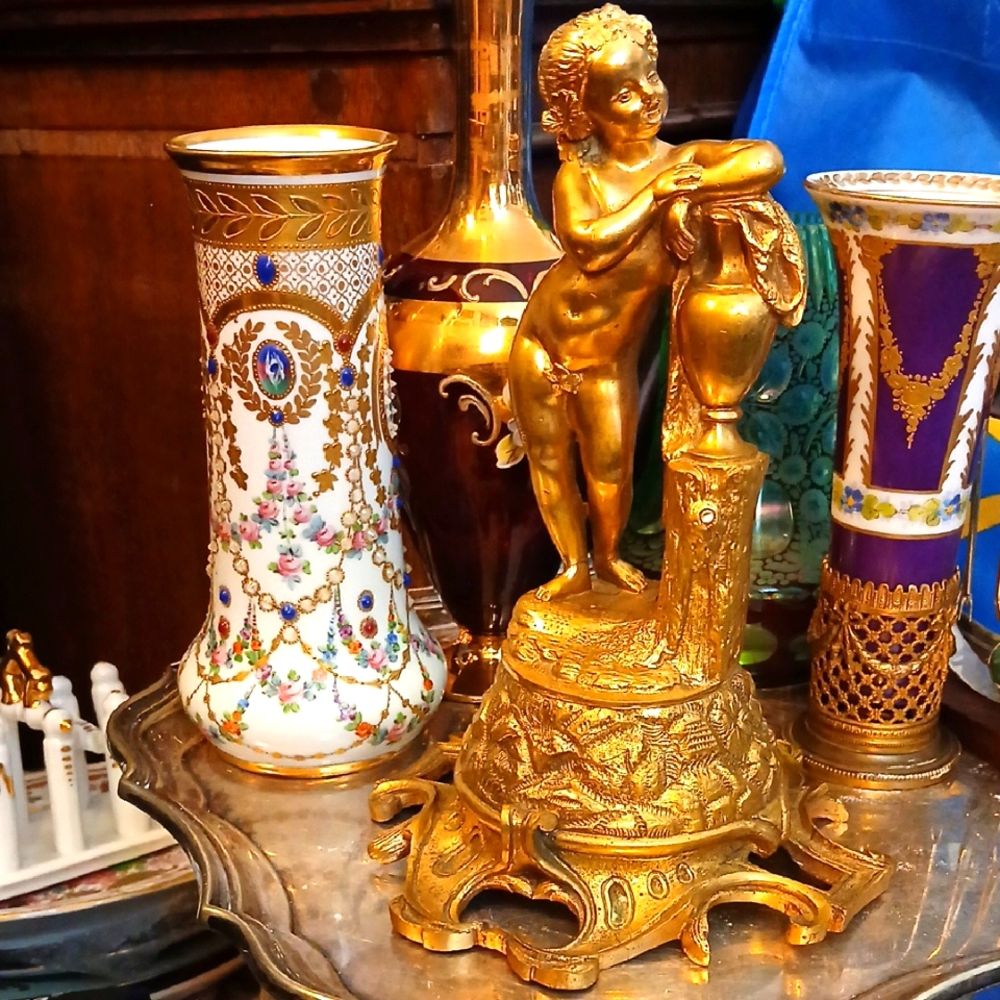 Elegant Antique D'Or Bronze Cherub Figurines